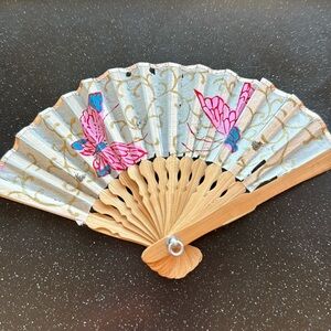 Vintage Classic Silk Bamboo Folding Fan 5.8” - Chinese or Japanese